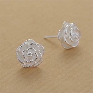 NEW 925 Sterling Silver Rose Flower Stud Earrings
